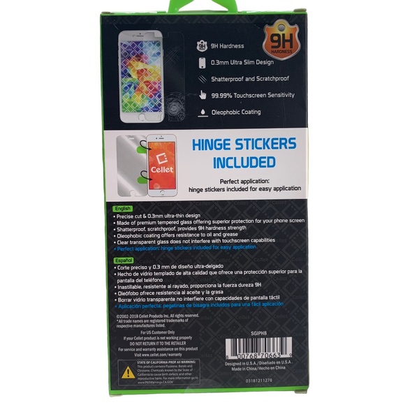 Cellet Tempered Glass Screen Protector iPhone 6/7/8 - Picture 2 of 2